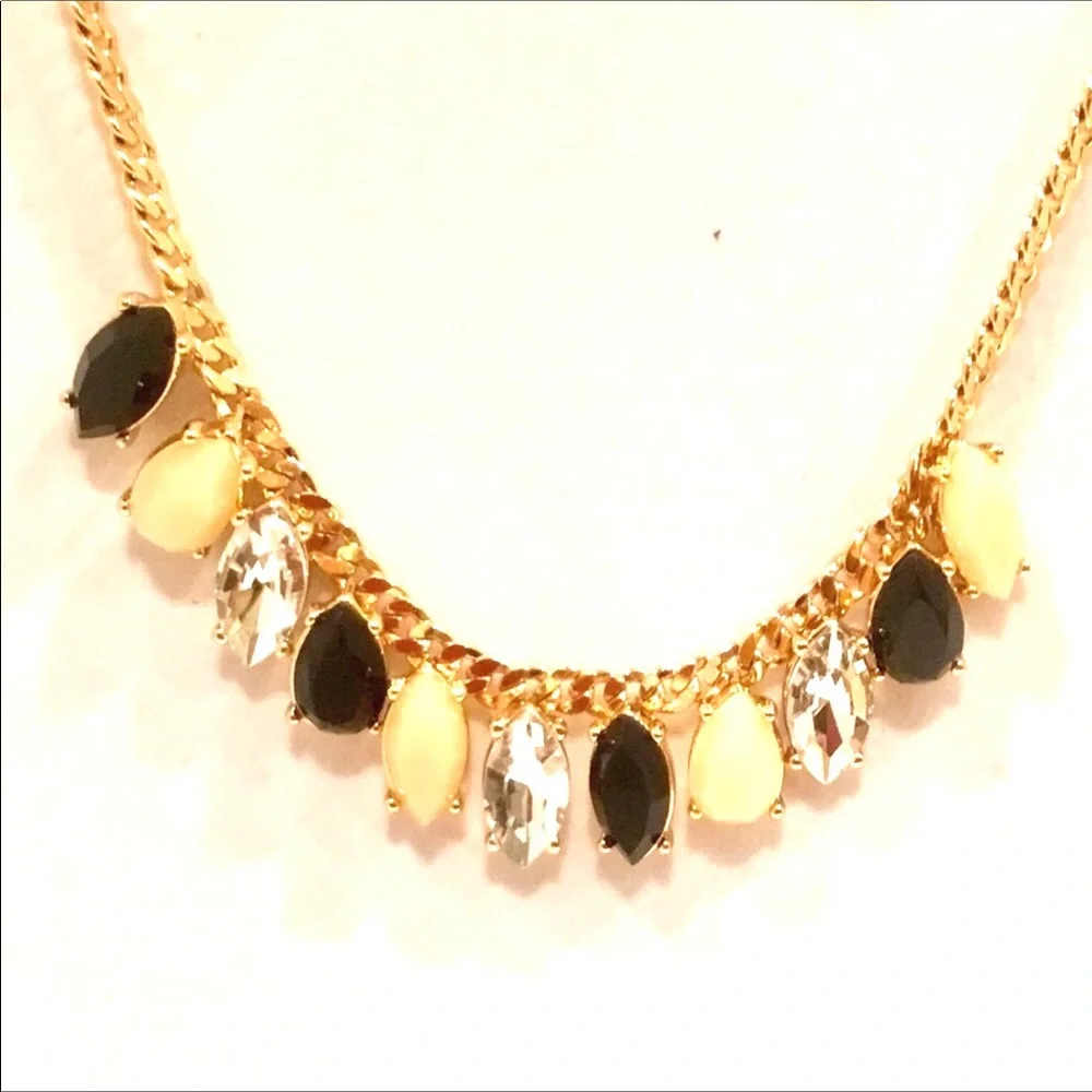 🆕Kate Spade Statement Necklace ‘Gardens of Paris’ Neutral Multi Stone Gold Chain